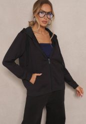 Czarna Rozpinana Bluza z Bawełny z Kapturem Ozdobiona Sznurkami Telidwena. Czarne bluzy z kapturem damskie Renee, l, z bawełny. Za 59.99 zł.