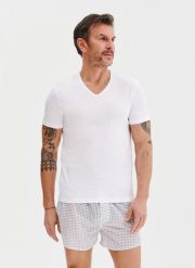 PAKO LORENTE – T-shirt v-neck w białym kolorze, dwupak. Białe t-shirty męskie Pako Lorente, m, bez wzorów, z bawełny, bez kołnierzyka. Za 99.99 zł.