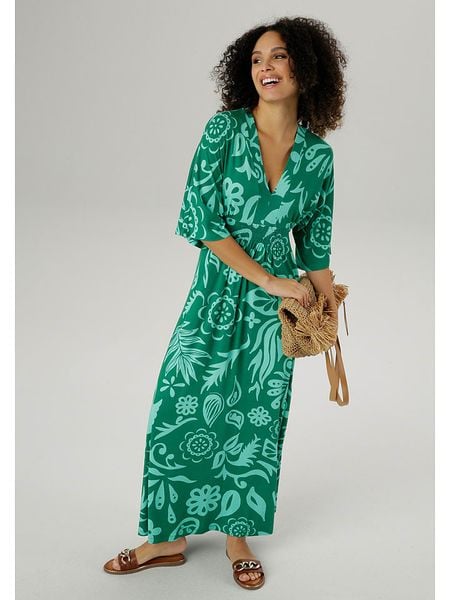 Aniston Sukienka w kolorze zielono-turkusowym rozmiar: 44. Zielone sukienki damskie Aniston, bez wzorów, bez kołnierzyka, bez ramiączek, maxi. Za 117.73 zł.