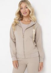 Ciemnobeżowa Bluza Rozsuwana z Kapturem Ecula. Brązowe bluzy z kapturem damskie Born2be, l. Za 84.99 zł.