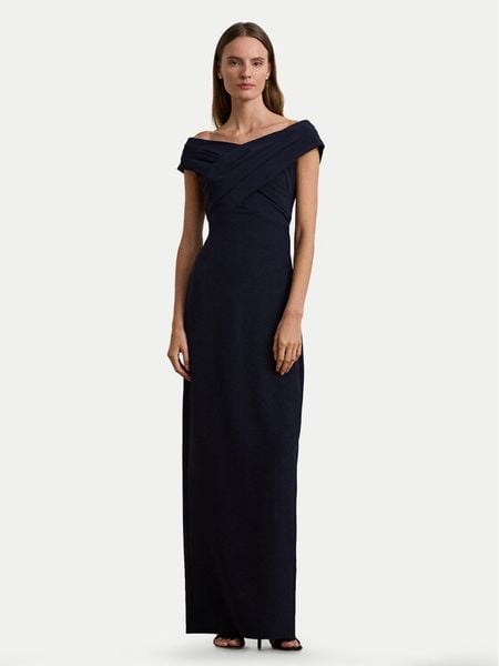 LAUREN RALPH LAUREN Sukienka wieczorowa 2,53936E+11 Granatowy Slim Fit. Niebieskie sukienki damskie Lauren Ralph Lauren, bez wzorów, z syntetyku, wizytowe, bez kołnierzyka, bez ramiączek. Za 924.99 zł.