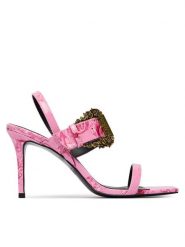 Versace Jeans Couture Sandały 80VA3S71 ZS366 Różowy. Czerwone sandały damskie Versace Jeans Couture, bez wzorów, z jeansu, bez obcasa, na szpilce. Za 989.99 zł.