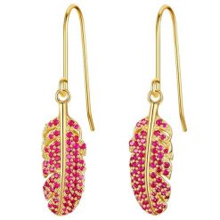 Glanzstücke München Ohrhänger Feder aus Sterling Silber in Gelbgold mit Zirkonia z w Damen Ohrringe Feder Sterling Silber Kolczyki 1 ct Damski. Czerwone kolczyki damskie Glanzstücke München, z cyrkonią, pozłacane. Za 219.99 zł.