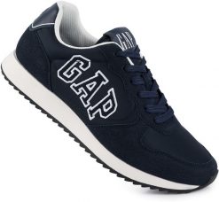 Męskie buty sneakersy sportowe granatowe GAP NASHVILLE ARCH LOGO. Niebieskie buty sportowe na co dzień męskie GAP, na lato, z gumy, bez zapięcia, trekkingowe. Za 159.00 zł.