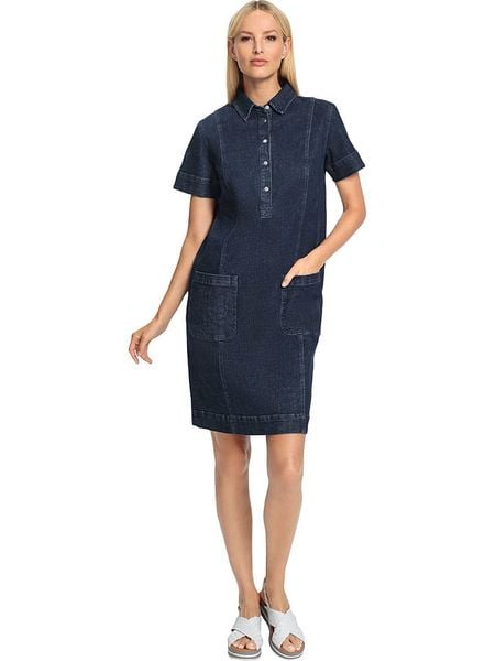 Heine Sukienka dżinsowa w kolorze granatowym rozmiar: 40. Niebieskie sukienki damskie Heine, na co dzień, bez wzorów, bez kołnierzyka, bez ramiączek, mini, proste. Za 56.66 zł.