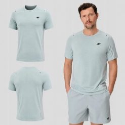 KOSZULKA ROWEROWA 4F T-SHIRT MĘSKI TRENINGOWY SZYBKOSCHNĄCY. Zielone t-shirty sportowe męskie 4f, m, z dresówki, bez ramiączek, do piłki nożnej. Za 129.99 zł.