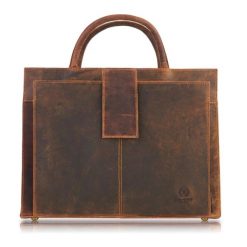 Teczka skórzana vintage PAOLO PERUZZI T-94-HBR brązowa. Brązowe aktówki damskie Paolo Peruzzi, ze skóry. Za 349.99 zł.