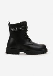 Czarne Ocieplane Botki Workery Harnia. Czarne botki dziewczęce Born2be, bez wzorów, bez ramiączek. Za 159.99 zł.