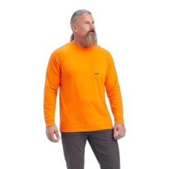 Koszulka z długim rękawem Ariat Rebar Cotton Strong. Brązowe koszulki męskie z długim rękawem Ariat, xl, z bawełny. Za 161.50 zł.