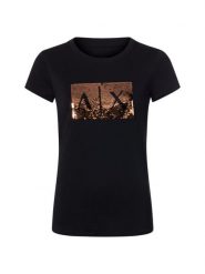 Armani Exchange Koszulka Kobiety Bawełna czarny|złoty, S. Czarne t-shirty damskie Armani Exchange, s, bez wzorów, z bawełny, bez kołnierzyka. Za 179.95 zł.
