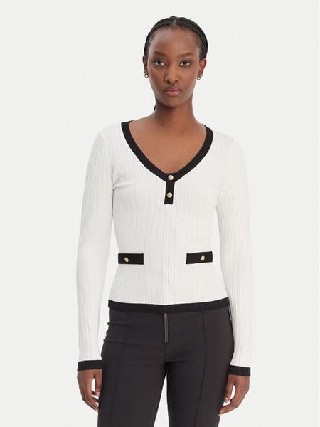 Guess Sweter W6RR26 Z3HP2 Biały Classic Fit. Białe swetry klasyczne damskie Guess, l, z syntetyku, bez kołnierzyka. Za 394.99 zł.