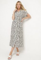 Czarna Bawełniana Sukienka w Kwiatki o Koszulowym Kroju z Wiązanym Paskiem Amondra. Czarne sukienki damskie Born2be, na co dzień, na lato, l, bez wzorów, z bawełny, eleganckie, bez kołnierzyka, bez ramiączek, midi, koszulowe. W wyprzedaży za 111.99 zł.