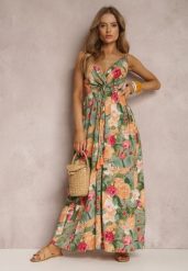 Zielona Sukienka Kydite. Zielone sukienki damskie Renee, l, bez wzorów, eleganckie, bez kołnierzyka, bez ramiączek, maxi, kopertowe. W wyprzedaży za 62.99 zł.