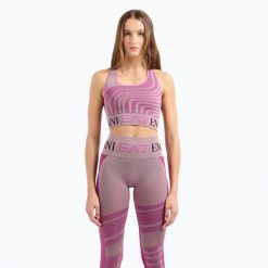 Biustonosz EA7 Emporio Armani Vigor7 Medium/High Support Seamless. Czerwone biustonosze sportowe damskie EA7 Emporio Armani, bez wzorów, z elastanu. Za 269.99 zł.