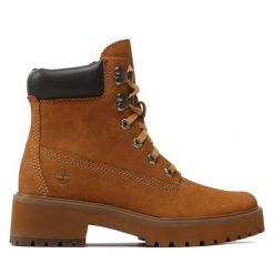 Trapery Timberland. Brązowe trapery damskie Timberland, bez obcasa. Za 799.99 zł.