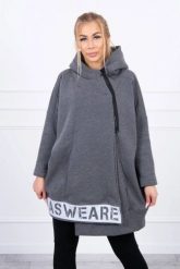 Bluza ocieplana z suwakiem grafitowa. Szare bluzy z kapturem damskie KESI, l, z bawełny. Za 278.10 zł.