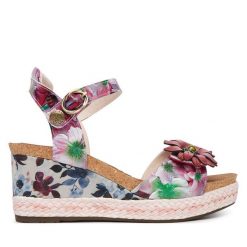 Sandały Laura Vita. Fioletowe sandały damskie Laura Vita, bez wzorów, bez obcasa, na koturnie. Za 439.99 zł.