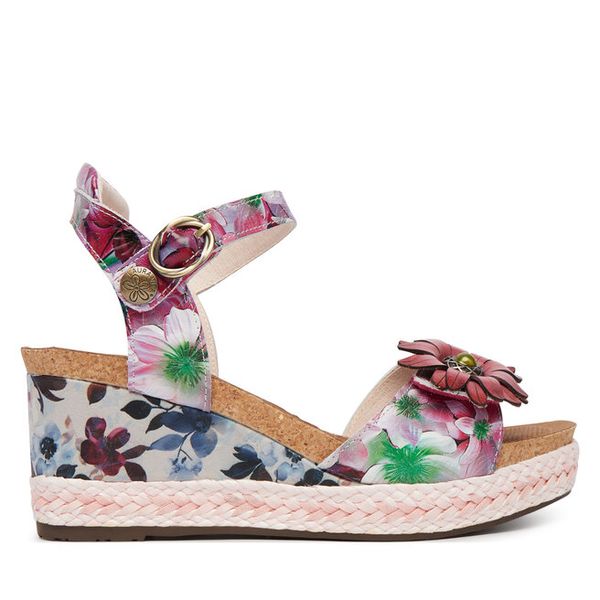 Sandały Laura Vita. Fioletowe sandały damskie Laura Vita, bez wzorów, bez obcasa, na koturnie. Za 439.99 zł.