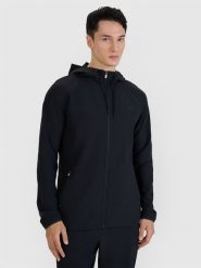 4F Bluza treningowa regular szybkoschnąca męska - czarna M. Czarne bluzy sportowe męskie 4f, bez wzorów, z dzianiny, sportowe, bez kołnierzyka, bez ramiączek. W wyprzedaży za 229.99 zł.