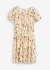 Sukienka mini z lejącej wiskozy. Brązowe sukienki dziewczęce bonprix, bez wzorów, z wiskozy, bez ramiączek. Za 124.99 zł.