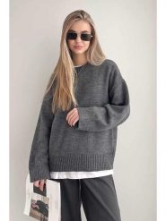 Happiness Istanbul Sweter w kolorze antracytowym rozmiar: S. Czarne swetry klasyczne damskie Happiness Istanbul, s, bez kołnierzyka. Za 130.99 zł.