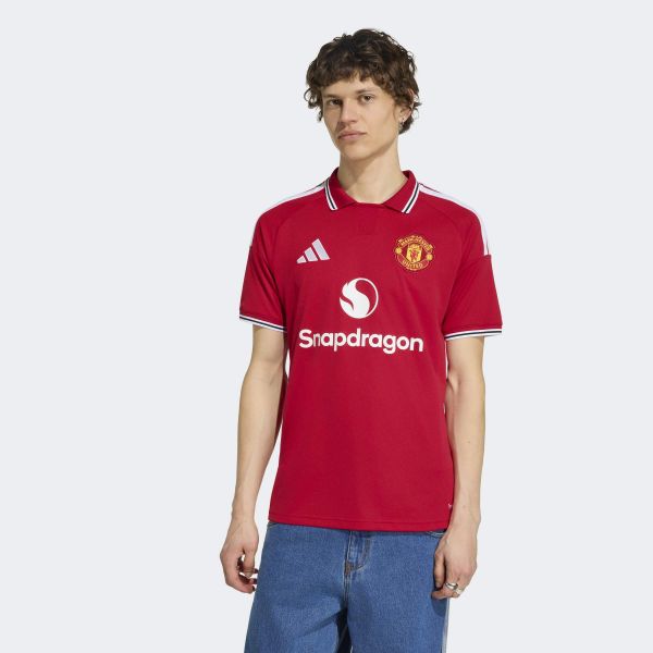 Koszulka podstawowa Manchester United 26/27. Czerwone t-shirty sportowe męskie Adidas, l, z dzianiny, bez ramiączek, do piłki nożnej, climacool (adidas). Za 439.00 zł.