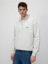 Bawełniana bluza ze stójką - jasnoszary. Szare bluzy bez kaptura męskie Reserved, l, z bawełny. W wyprzedaży za 69.99 zł.