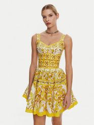 Dolce&Gabbana Top F7W98T HH5EA Żółty Regular Fit. Żółte topy damskie Dolce&Gabbana, bez wzorów, z syntetyku, bez kołnierzyka. Za 3,869.00 zł.