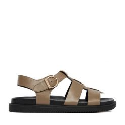 Sandały Beverly Hills Polo Club. Brązowe sandały damskie Beverly Hills Polo Club, bez wzorów, bez obcasa, na płaskiej podeszwie. Za 369.99 zł.