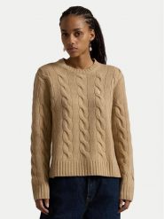Polo Ralph Lauren Sweter 211926543003 Beżowy Regular Fit. Brązowe swetry klasyczne damskie Polo Ralph Lauren, l, z wełny, bez kołnierzyka. Za 579.99 zł.