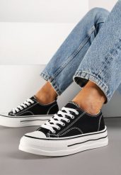 Czarne Casualowe Trampki na Niskiej Platformie Natirinne. Czarne trampki i tenisówki damskie Renee, bez wzorów, z jeansu. Za 69.99 zł.