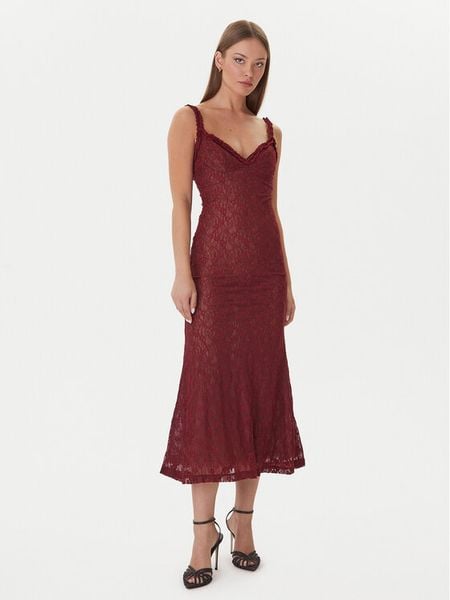 Bardot Sukienka koktajlowa Alegra Stretch Lace 59964DB Bordowy Regular Fit. Czerwone sukienki damskie BARDOT, bez wzorów, z syntetyku, wizytowe, bez kołnierzyka, bez ramiączek. Za 529.99 zł.