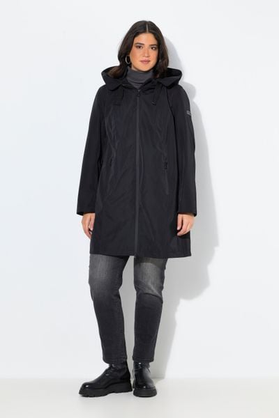 Damskie Kurtka funkcyjna HYPRAR wodoodporna kaptur. Czarne kurtki damskie Ulla Popken, plus size, bez wzorów, z materiału, z kapturem. Za 639.99 zł.