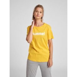 Koszulka sportowa z krótkim rękawem damska Hummel Cotton Logo. Brązowe bluzki sportowe damskie HUMMEL, xs, bez wzorów, bez ramiączek. Za 103.00 zł.
