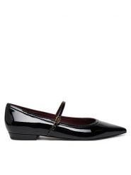 Tory Burch Baleriny Double Buckle Mary Jane 162764 Czarny. Czarne baleriny damskie Tory Burch, bez wzorów, z lakierowanej skóry, bez obcasa. Za 949.99 zł.