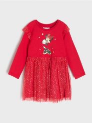 Bawełniana sukienka z tiulowym dołem Minnie Mouse - czerwony. Czerwone sukienki dziewczęce Sinsay, bez wzorów, z bawełny, bez ramiączek. Za 19.99 zł.