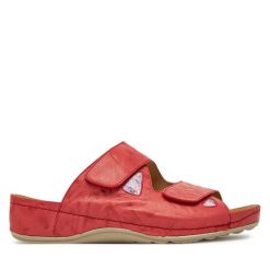 Klapki Dr. Brinkmann. Czerwone klapki damskie Dr. Brinkmann, bez wzorów, bez obcasa. Za 419.99 zł.