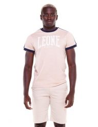 Męski t-shirt z dużym logo w odcieniach ziemi. Brązowe t-shirty męskie LEONE 1947 APPAREL, l, bez wzorów, z bawełny, bez kołnierzyka. Za 84.16 zł.