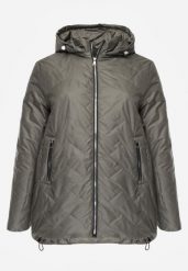 Zielona Przejściowa Pikowana Kurtka z Odpinanym Kapturem Nevistta. Zielone kurtki damskie Born2be, plus size, bez wzorów, z jeansu. Za 149.99 zł.