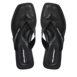 Japonki KARL LAGERFELD. Czarne klapki damskie Karl Lagerfeld, bez wzorów, bez obcasa. Za 484.99 zł.