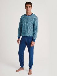 Calida Piżama w kolorze niebieskim rozmiar: XXL. Niebieskie piżamy męskie Calida, xxl, bez wzorów, z bawełny, bez ramiączek. Za 175.67 zł.