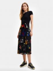 Desigual Sukienka codzienna MONSIEUR CHRISTIAN LACROIX Lin 24SWVK47 Czarny Regular Fit. Czarne sukienki damskie Desigual, na co dzień, xs, bez wzorów, z syntetyku, bez kołnierzyka, bez ramiączek, proste. Za 359.99 zł.