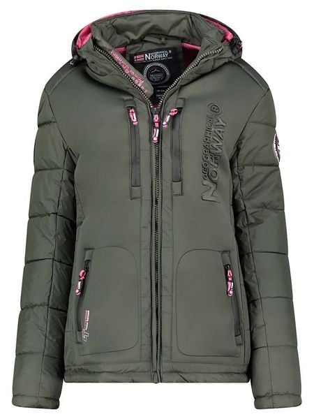Geographical Norway Kurtka zimowa "Beachwood" w kolorze khaki rozmiar: S. Brązowe kurtki damskie Geographical Norway, na zimę, s, z aplikacjami, z puchu, bez kaptura. Za 322.73 zł.