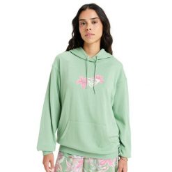 Bluza z kapturem dla Kobiety HIBISCUS HEART Zielony. Zielone bluzy z kapturem damskie Roxy, na zimę, m, z bawełny. Za 249.99 zł.