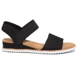 Sandały Skechers. Czarne sandały damskie Skechers, bez wzorów, bez obcasa, na płaskiej podeszwie. Za 179.00 zł.