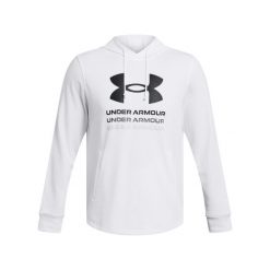 Bluza z kapturem Under Armour Rival Terry Graphic. Niebieskie bluzy sportowe męskie Under Armour, bez wzorów, sportowe, bez kołnierzyka, bez ramiączek. Za 268.50 zł.