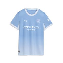 Damska koszulka domowa Manchester City 26/27 PUMA. Niebieskie t-shirty damskie Puma, l, bez wzorów, z materiału, bez kołnierzyka. Za 429.00 zł.