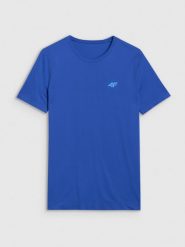 4F Koszulka do biegania szybkoschnąca męska - niebieska S/M. Niebieskie t-shirty sportowe męskie 4f, m, z dzianiny, bez ramiączek, do biegania. Za 129.99 zł.
