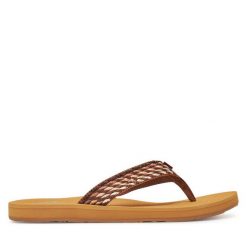 Japonki Roxy. Brązowe kalosze damskie Roxy, bez wzorów, bez obcasa. Za 149.99 zł.