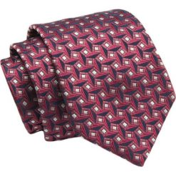 Klasyczny Krawat, Granatowo-Bordowy w Figury Geometryczne, Męski, 7cm -Angelo di Monti. Czerwone krawaty i muchy męskie Angelo di Monti, bez wzorów, z tkaniny, eleganckie. Za 45.00 zł.